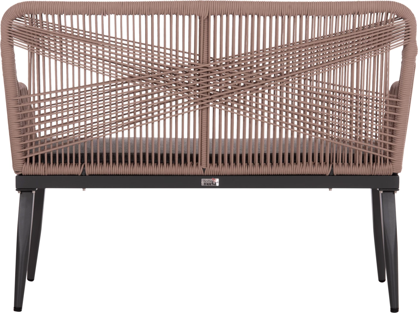 Divan për jashtë, 2 vende, alumin, ngjyrë antracit, litar Teslin bezhë, MYRTIA FH5550.12, 123x61x90cm