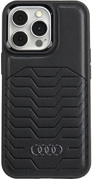 Mbështjellës Audi për iPhone 13 Pro Max, lëkurë sintetike, MagSafe, zi