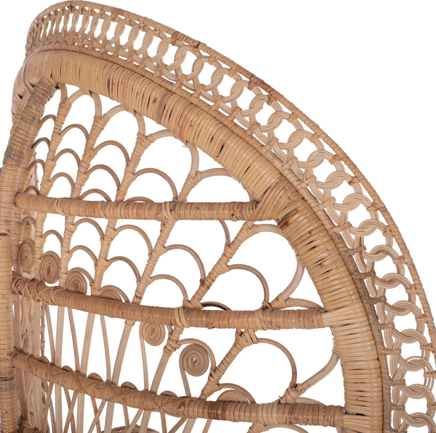 Karrige mbretërore pallua FH9342 rattan natyral - jastëk bezhë 114x72x150Hcm