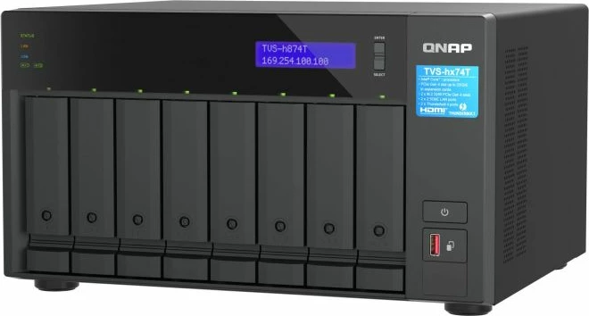server NAS QNAP TVS-h874T-i7-32G, 8-bay, 32GB RAM DDR4, Thunderbolt 4, 2.5GbE, i zi