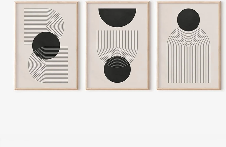 Set pikturash murale në kornizë Caldra triptik, printim digjital, 33x1.5x48cm