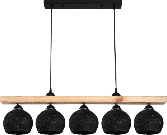 Llambë tavani pesë-dritëshe Salote E27, ngjyrë kafe-e zezë, 100x18x24cm