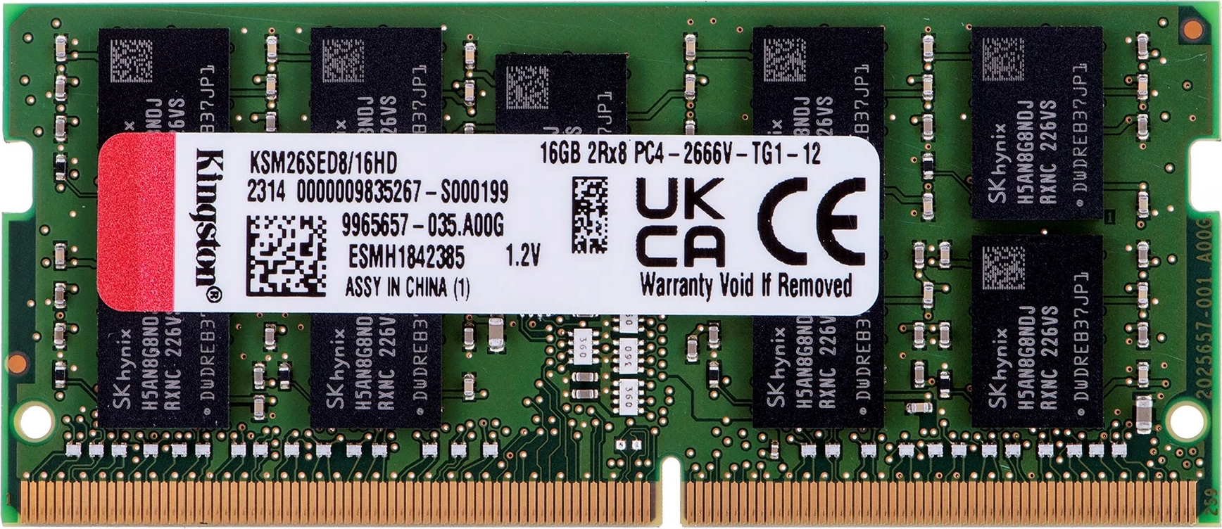 RAM Memorje Kingston SODIMM ECC 16GB DDR4 2Rx8 Hynix D 2666MHz PC4-21300 KSM26SED8/16HD