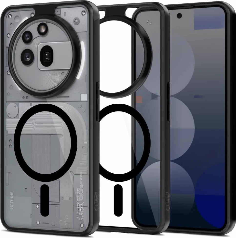 Mbështjellës Tech-Protect MagMat MagSafe për Nothing Phone 3A Pro, Transparent i zi