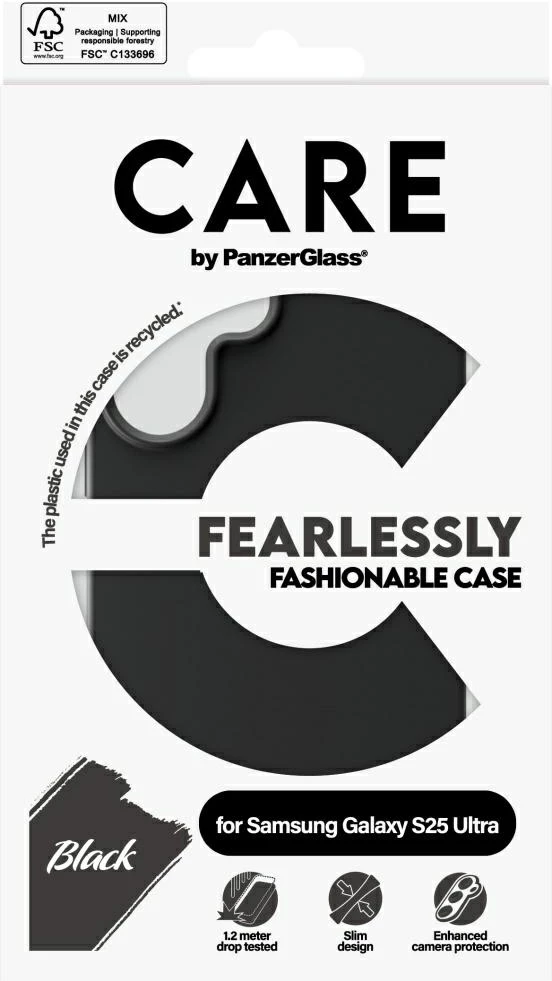 Mbështjellës PanzerGlass CARE për Samsung Galaxy S25 Ultra, e zezë