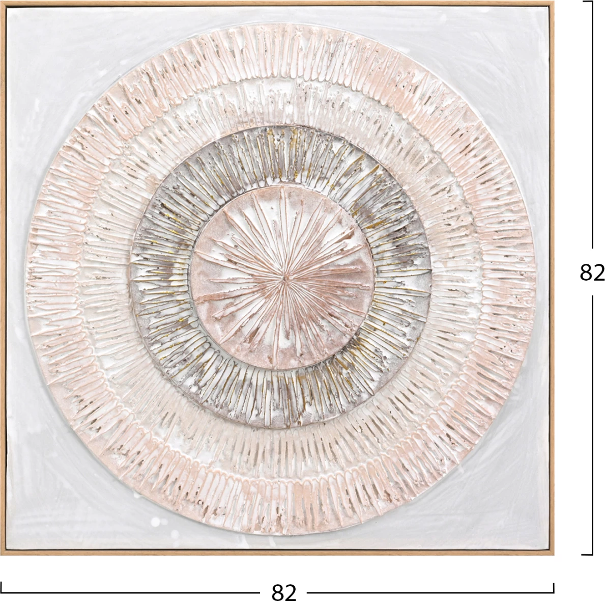 Pikturë muri 3D FH4578 me kornizë PS ngjyrë bezhë, rrathe të punuar me dorë, 82x4.5x82 cm