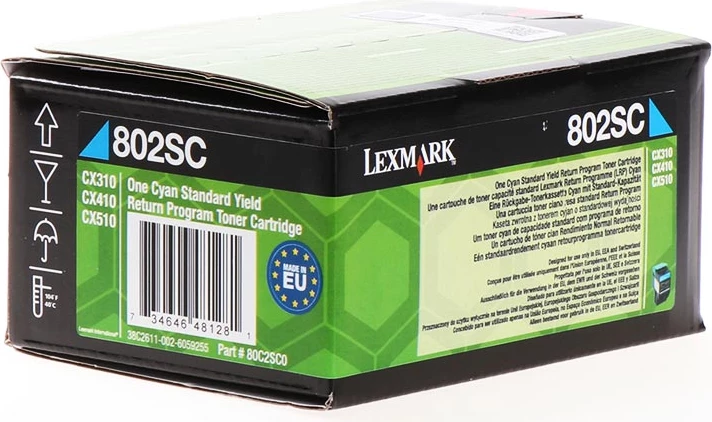 Toner, Lexmark 80C2SC0 (802SC) 2000 faqe XL, Cyan