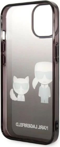 Mbështjellës Karl Lagerfeld KLHCP14STGKCK për iPhone 14, 6.1", Ikonik Karl & Choupette, i zi