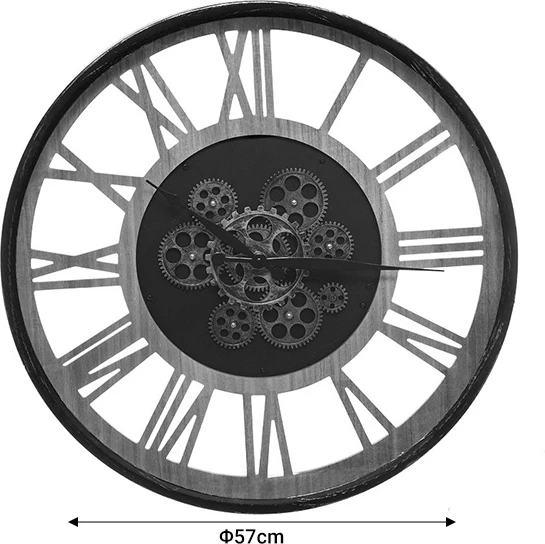 Orë muri Paul, metal-mdf, ngjyrë e zezë-natyrale, D57x6cm