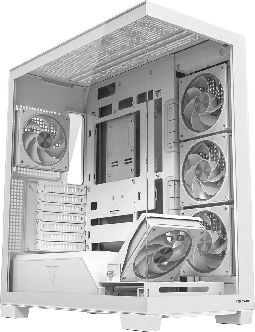 Kasë MODECOM Volcano Stellar Plus 5F AT-STELLAR-PLUS-5F-ARGB-20, Midi Tower ATX/mATX/ITX, 5x120mm ARGB me kontrollues, USB-C, xham i temperuar, e bardhë