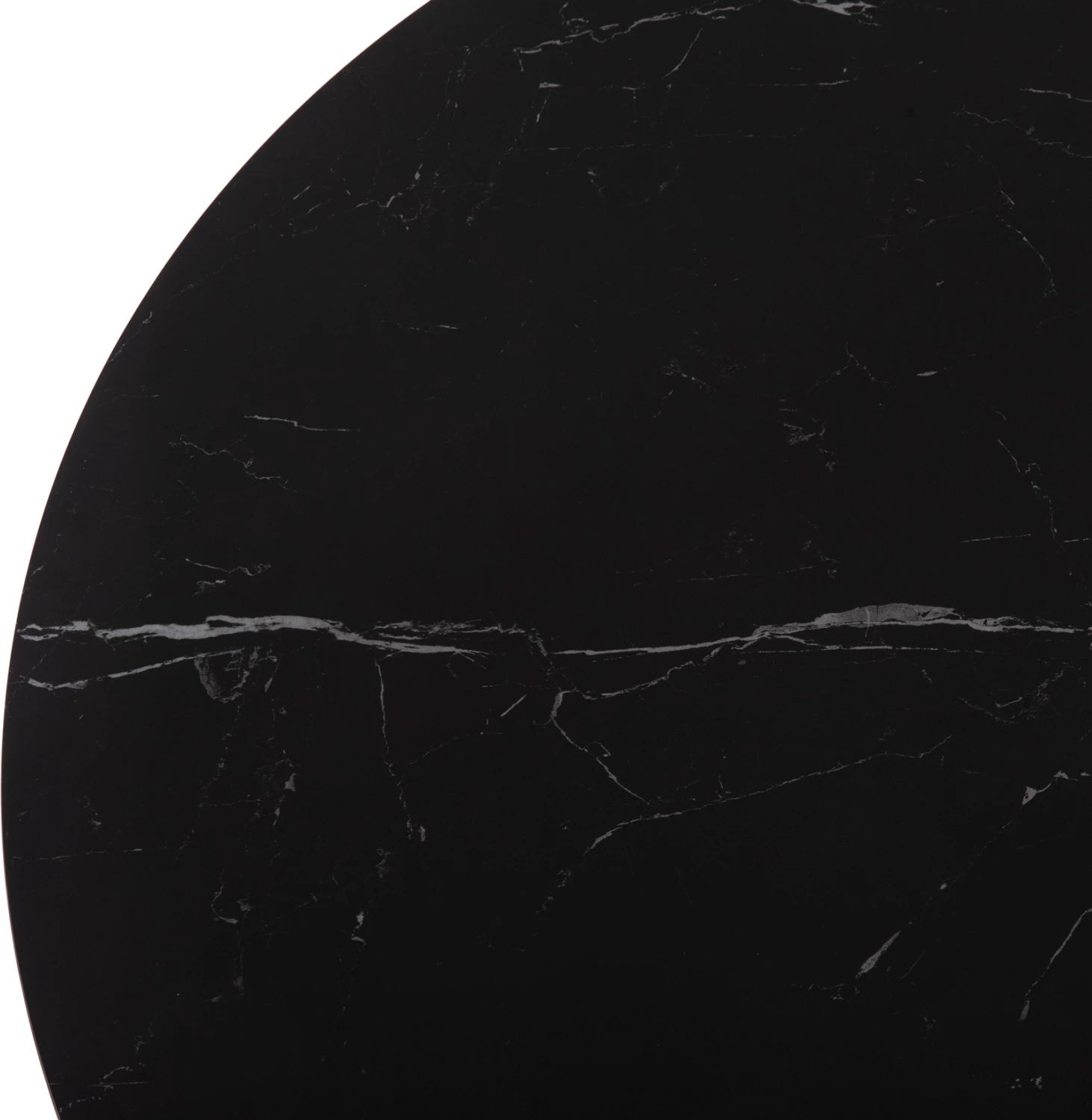 Tavolinë e rrumbullakët ngrënieje MEMNON, sipërfaqe qeramike, bazë metalike e zezë, Φ120x76cm