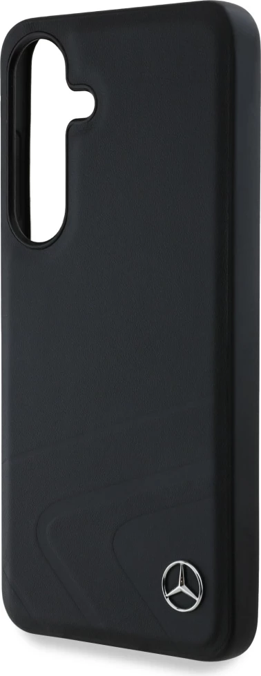 Mbështjellës Mercedes Leather Horizontal Debossed Curves MagSafe për Samsung Galaxy S25, e zezë