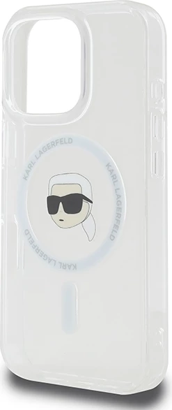 Mbështjellës Karl Lagerfeld IML Metal Karl Head MagSafe për iPhone 16 Pro, Bardhë