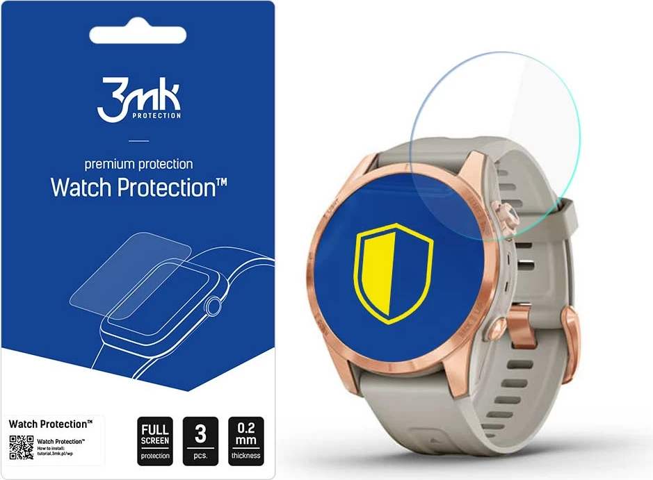 Mbrojtës ekrani për orë Garmin Fenix 7S Pro Solar, 3mk Protection Watch Protection, 3 copë, Transparent