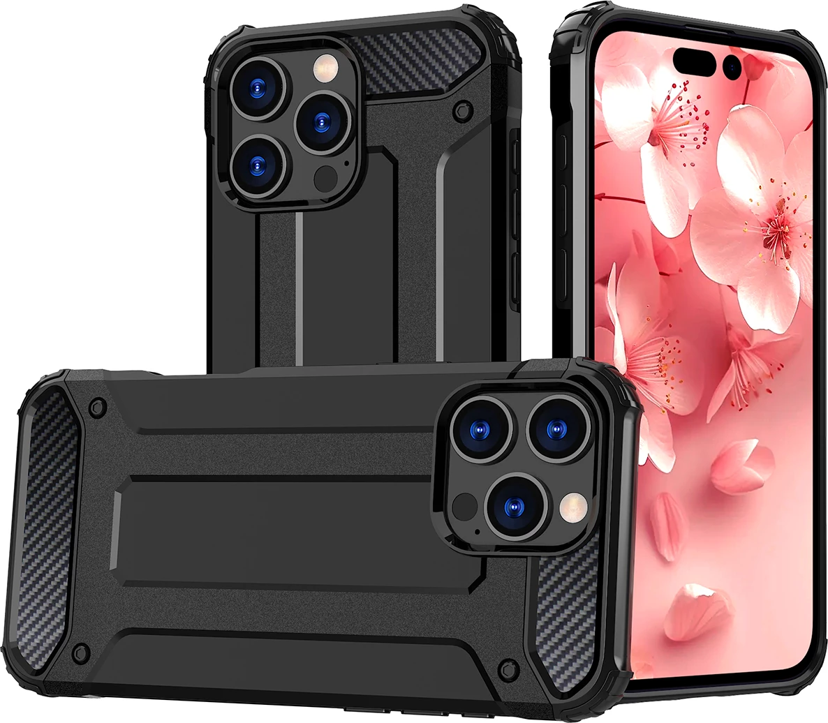 Mbështjellës Hurtel Hybrid Armor për iPhone 16 Pro Max, i zi