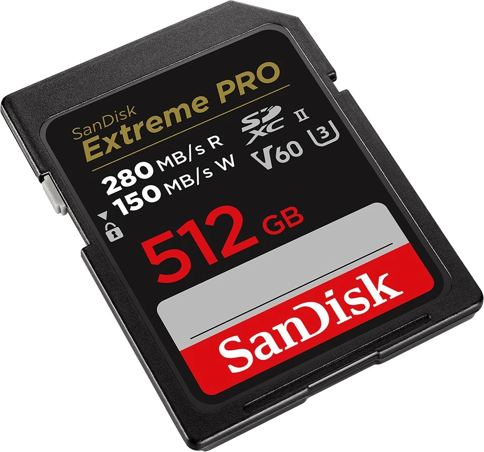 Kartelë memorie SanDisk Extreme PRO SDSDXEP-512G-GN4IN, 512 GB, SDXC, UHS-II, e zezë