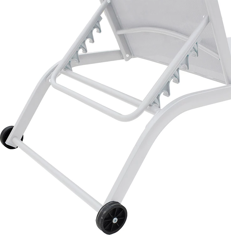 Shezlong Jaipur, alumin i bardhë, tekstilene e bardhë