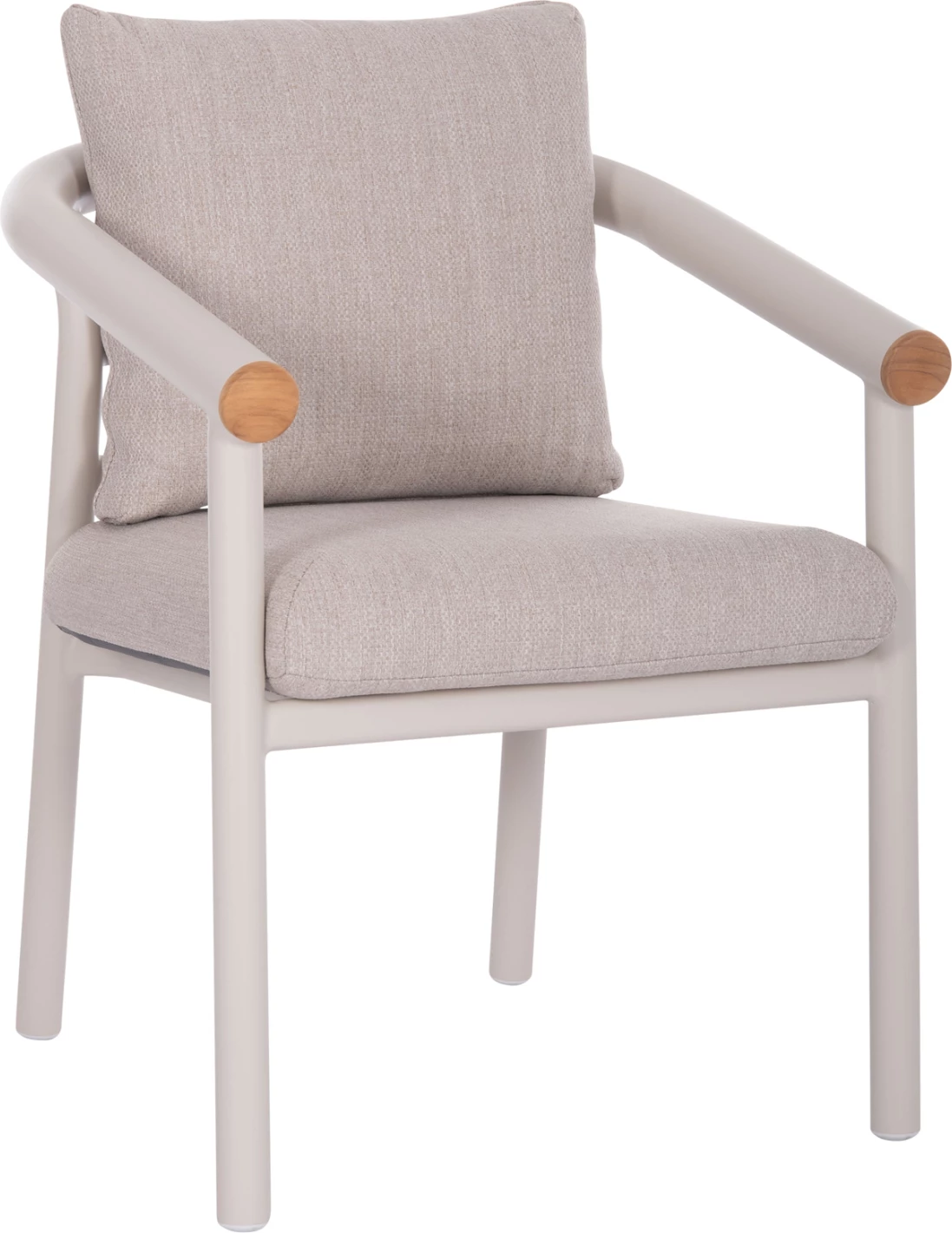 Karrige ngrënieje EUTOPIA, alumin krem e bardhë, stof OLEFIN bezhë, 62x66x78cm