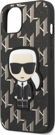 Mbështjellës Karl Lagerfeld KLHCP13SPMNIKBK për iPhone 13 mini, hardcase, Monogram Ikonik Patch, e zezë