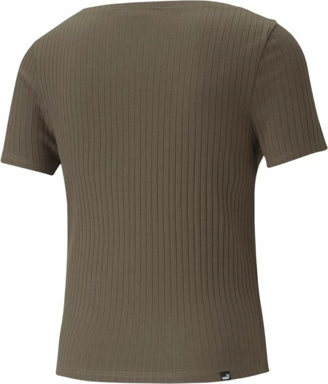 Maicë Puma për femra, modeli HER Ribbed Slim Tee, ngjyrë e gjelbër