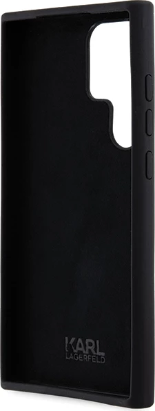 Mbështjellës Karl Lagerfeld Silicone Karl&Choupette Metal Pin për Samsung Galaxy S24 Ultra, i zi