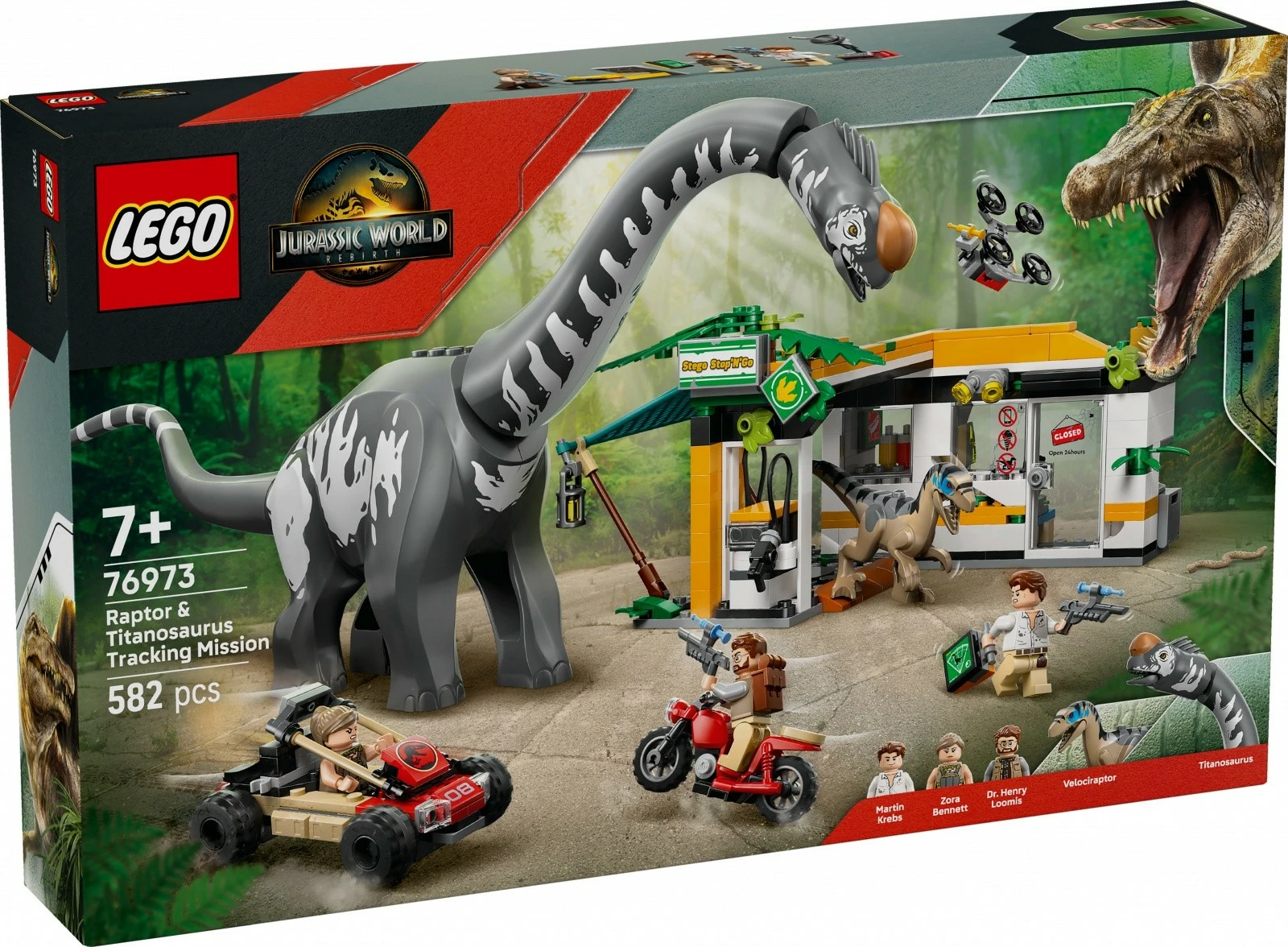 Set LEGO Jurassic World 76973, On the Trail of T. rex and Raptor, 582 pjesë