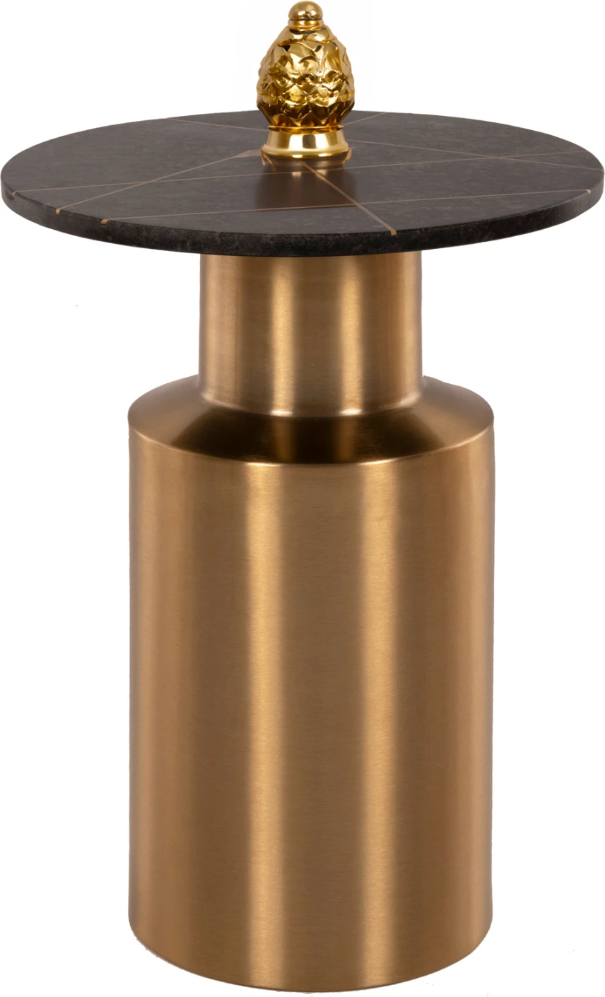 Tavolinë anësore CLAYDEE FH9675 metalik, ngjyrë ari-e zezë, sipërfaqe mermeri Φ41x54.5H cm