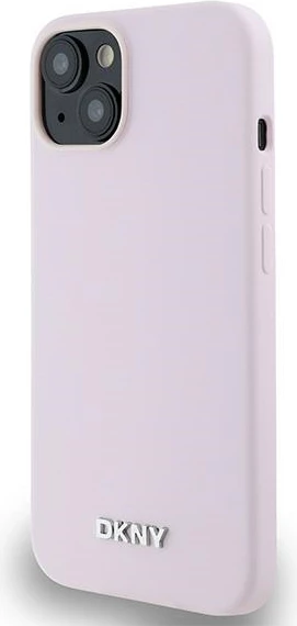 Mbështjellës DKNY Liquid Silicone Small Metal Logo MagSafe për iPhone 14/15/13, Rozë