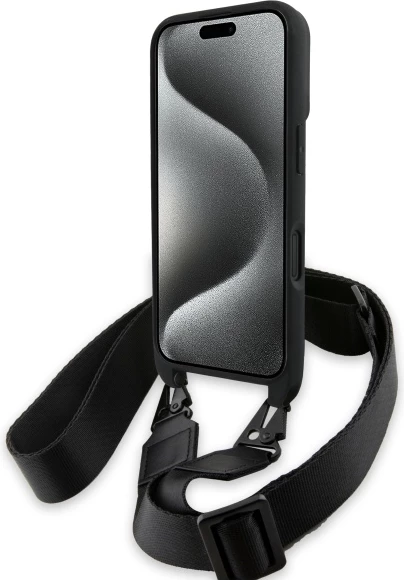 Mbështjellës BMW M Edition Carbon Stripe & Strap për iPhone 16, i zi