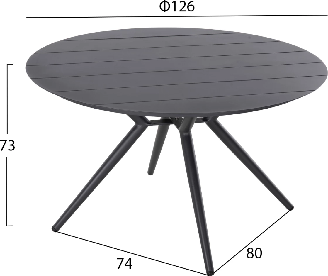 Tavolinë e jashtme e rrumbullakët HIGER FH6061.03 alumini antracit Φ126Χ73H cm