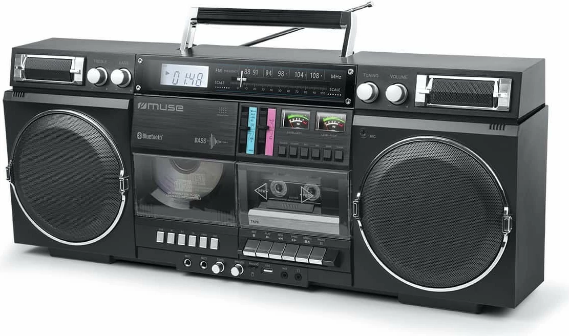 boombox Muse M-380 GB, CD/USB/Bluetooth, 80 W, FM, kasetofon, e zezë