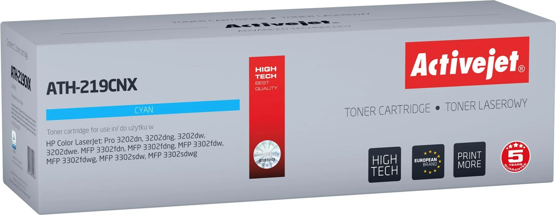 Toner Activejet ATH-219CNX për HP 219X, Cyan, me çip