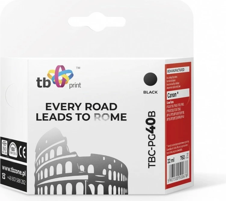 Toner TB Print TBC-PG40B për Canon, i zi, 22 ml