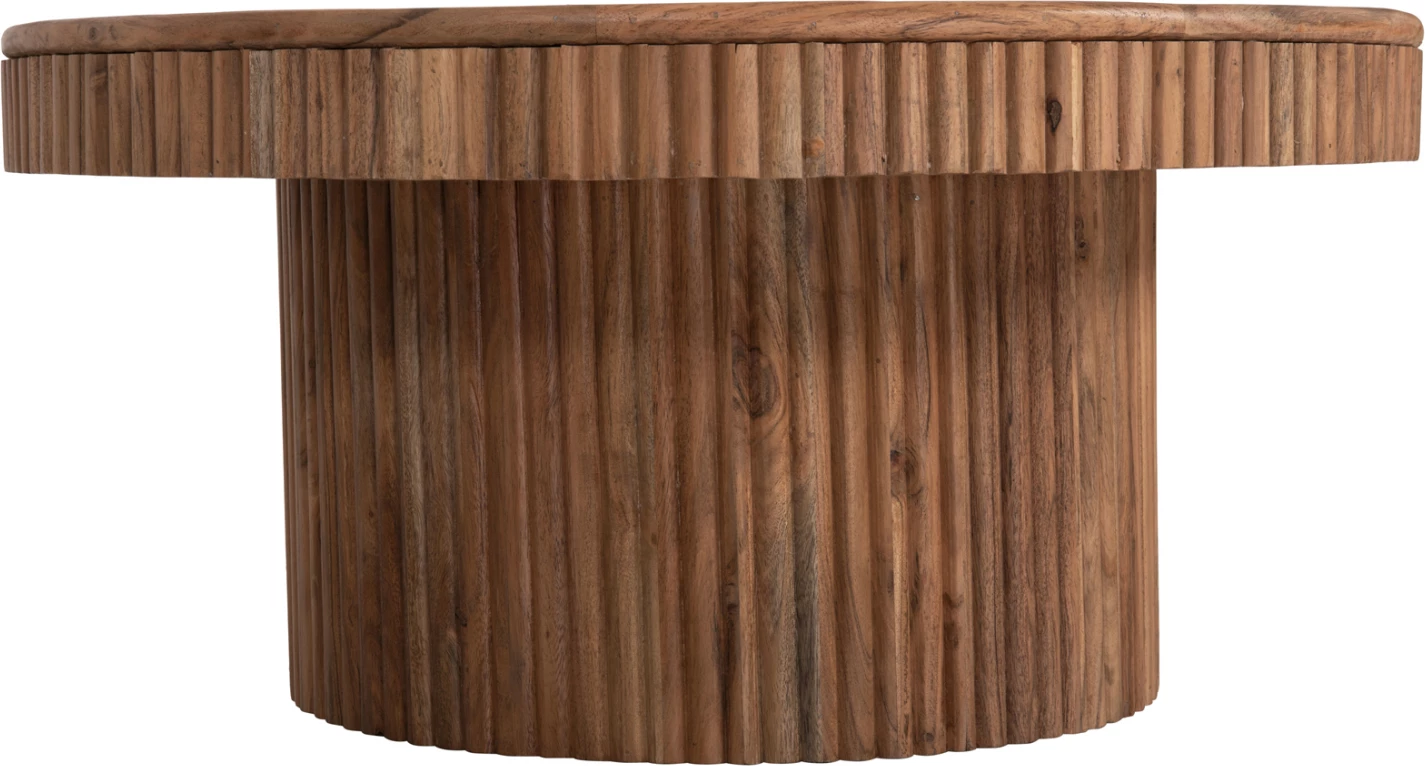 Tavolinë kafeje rrethore RANNE, dru akacie, ngjyrë natyrale, Φ80x38H cm