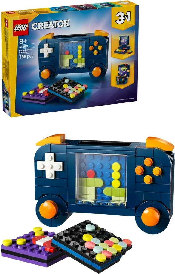 Set kocka ndërtuese LEGO Creator 31380 konzolë lojërash retro 3‑në‑1, 268 pjesë, 8+