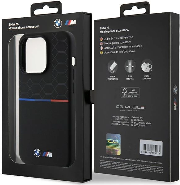 Mbështjellës BMW M Silicone Pattern MagSafe për iPhone 15 Pro, i zi
