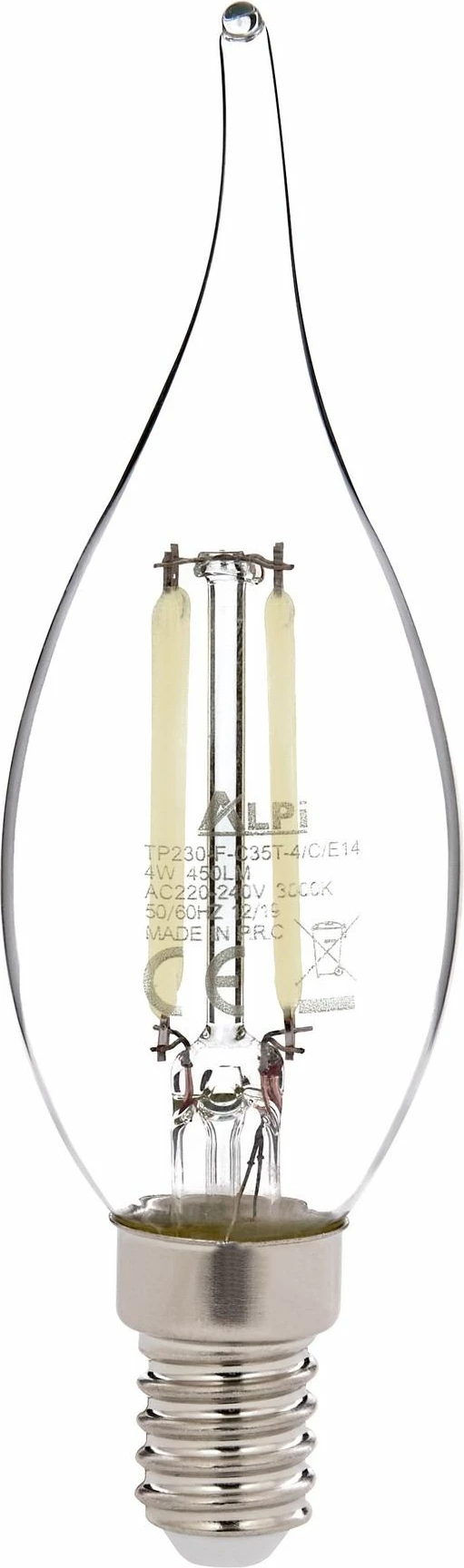 Llambë LED Opviq, E14 e përdredhur, transparente, dritë e bardhë