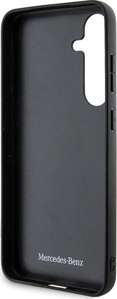 Mbështjellës Mercedes Leather Curved Stitches për Samsung Galaxy S24, i zi