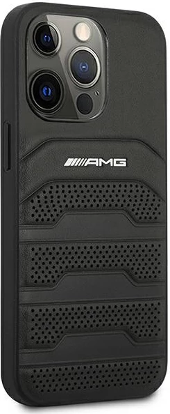 Mbështjellës Mercedes AMG Debossed Lines për iPhone 14 Pro 6.1", lëkurë, i zi