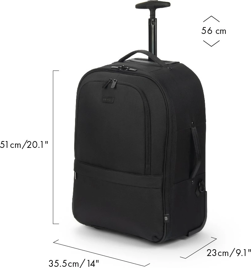 Çantë shpine me rrota, DICOTA, Eco CORE D32152-RPET, për laptop 14-16", 33L, e zezë