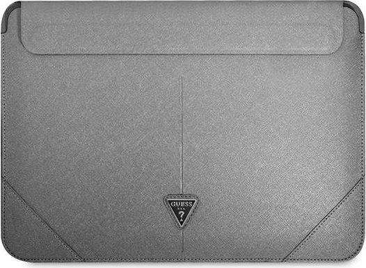 Mbështjellës laptopi Guess Saffiano Triangle Logo, 16", argjendtë