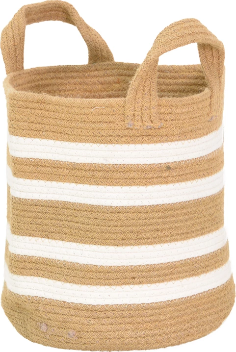 Shportë dekorative Mibra, pambuk-jutë, ngjyrë bezhë-bardhë, 30x30cm