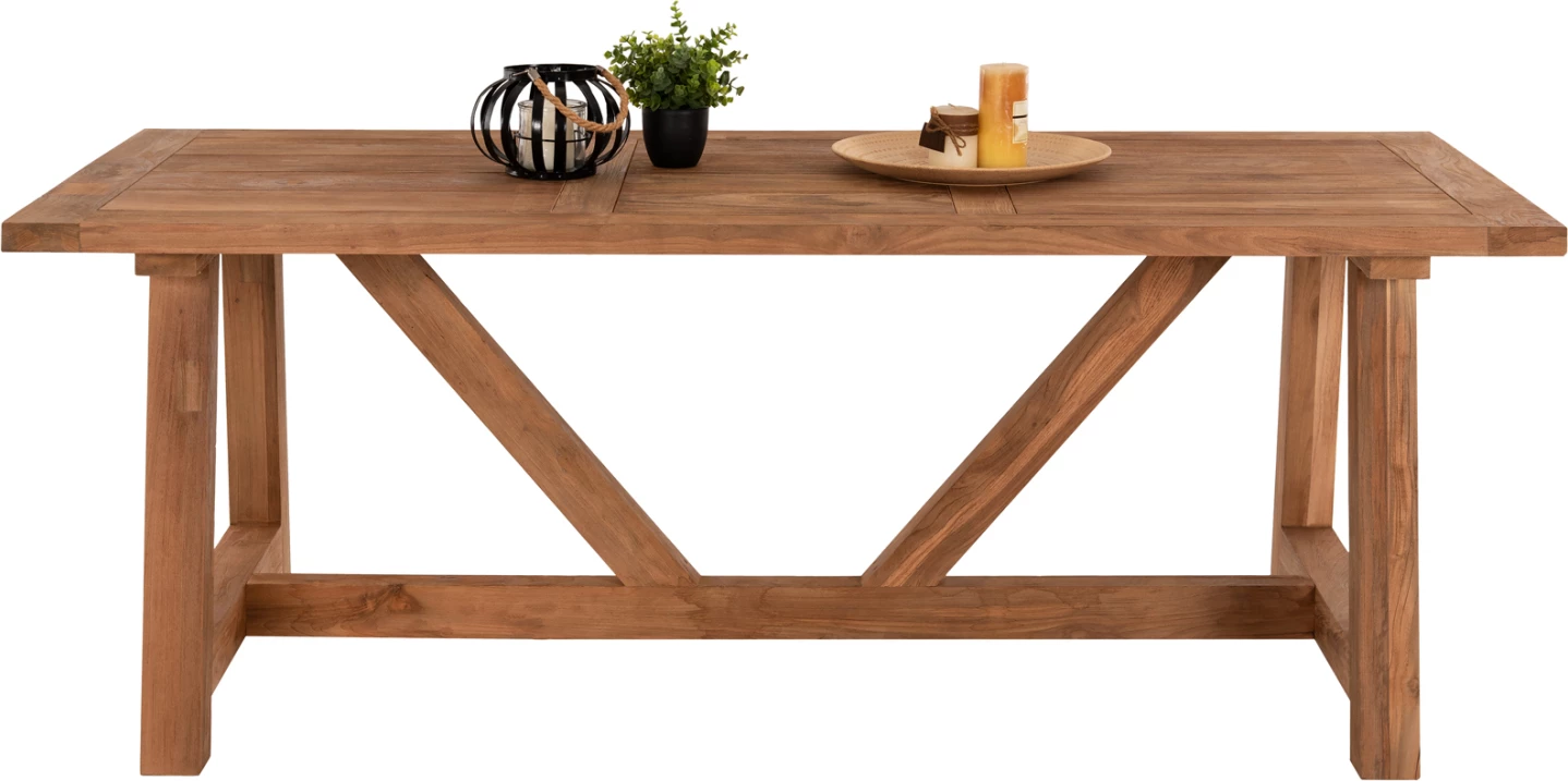 Tavolinë ngrënieje, dru TEAK i ricikluar, ngjyrë natyrale, 200x90x75H cm