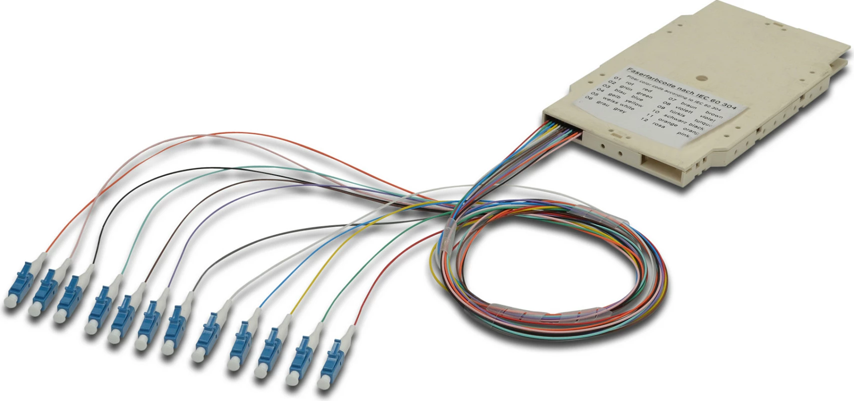 Kasetë fibrash optike Digitus Spleißkassette, 12 Pigtails LC (APC), OS2