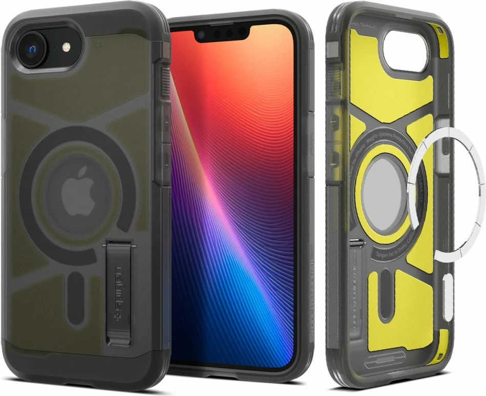 Mbështjellës Spigen Tough Armor MagSafe për iPhone 16e, Gri/Transparent