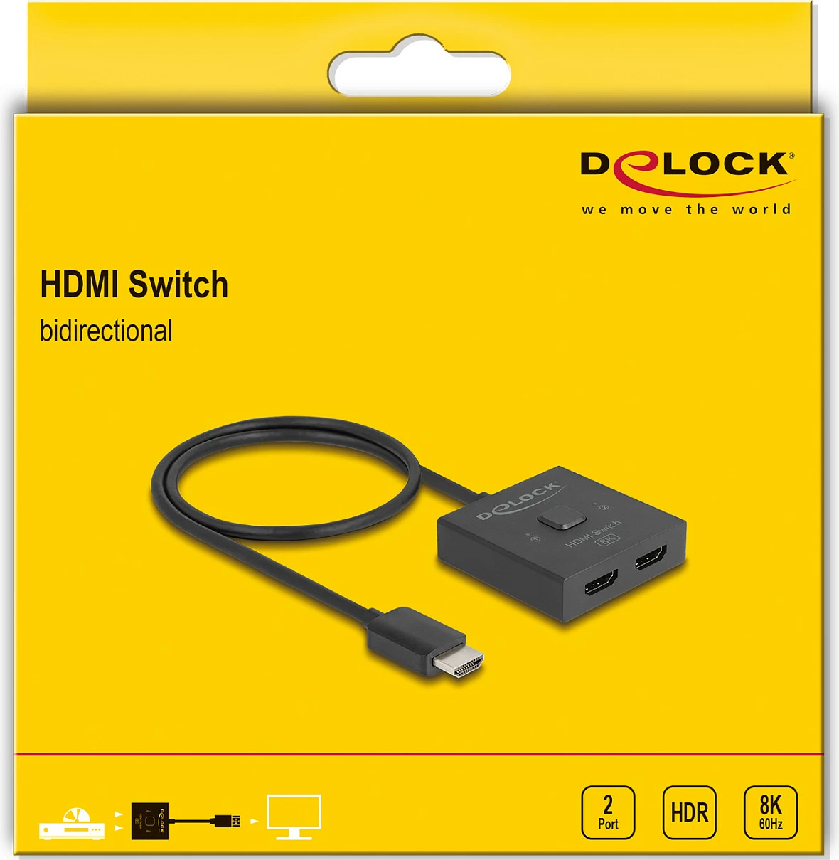 Switch HDMI DeLOCK 2 në 1, 8K, i zi