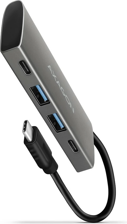 Hub USB AXAGON HMC-4G2, 4 porta (2x USB-A, 2x USB-C), USB 3.2 Gen 2, kabllo USB-C 13cm, zi/gri