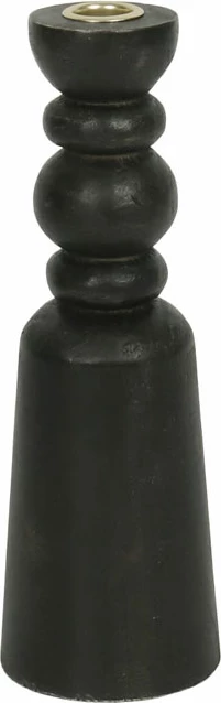 Mbajtës qiriri NUVIRA, dru i zi, metal ngjyrë ari, 8.5x8.5x26cm