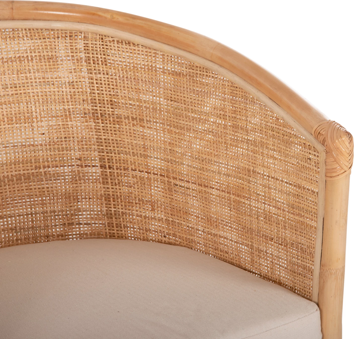 Karrige pa krahë APRON FH9818, ratan i shpuar, ngjyrë natyrale, jastëk i bardhë, 75x70x85H cm