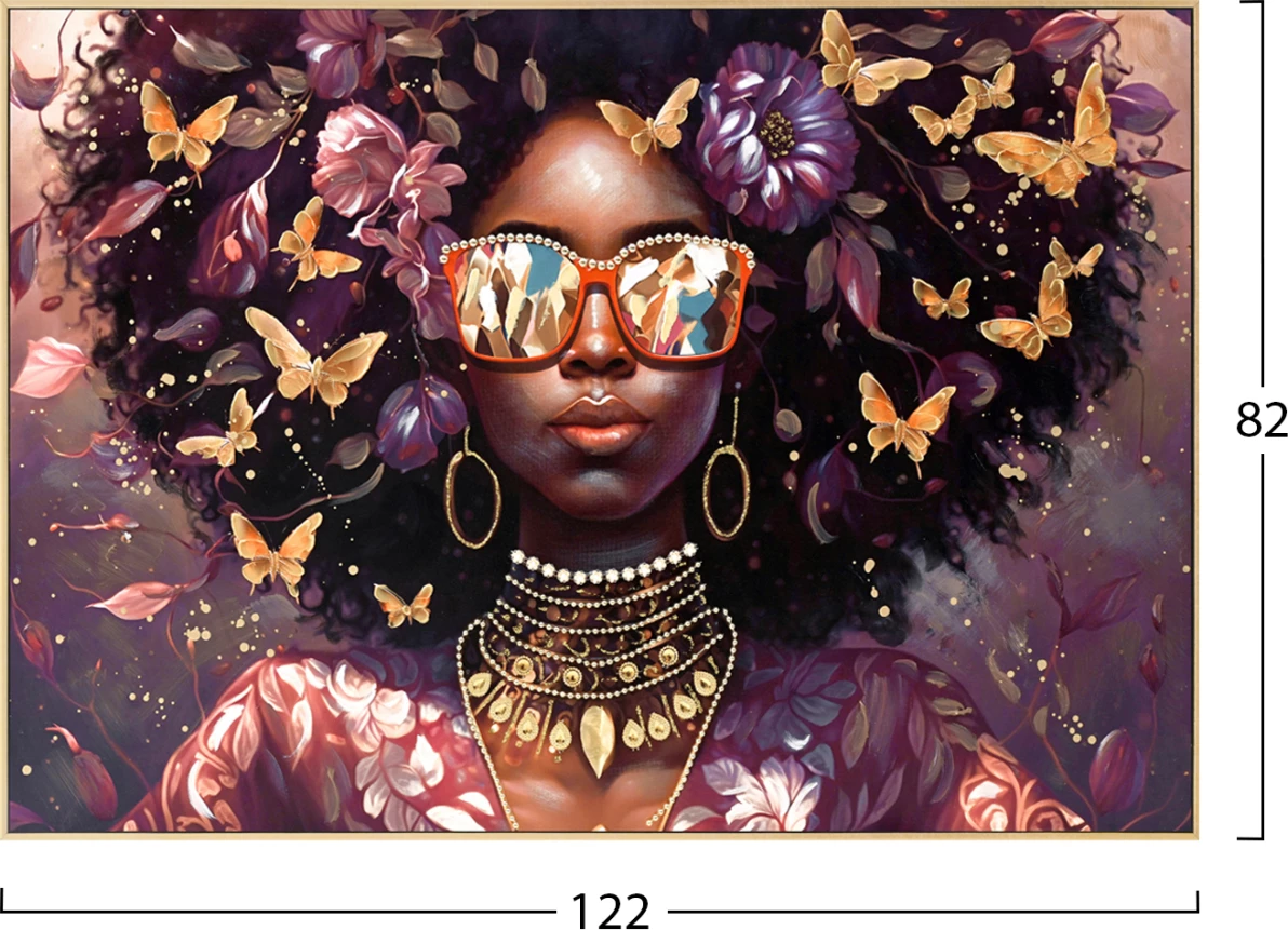 Pikturë muri FH4569, ngjyrë bezhë, kornizë PS, kanavacë e printuar, fytyra e gruas me syze, 82x4,5x82H cm